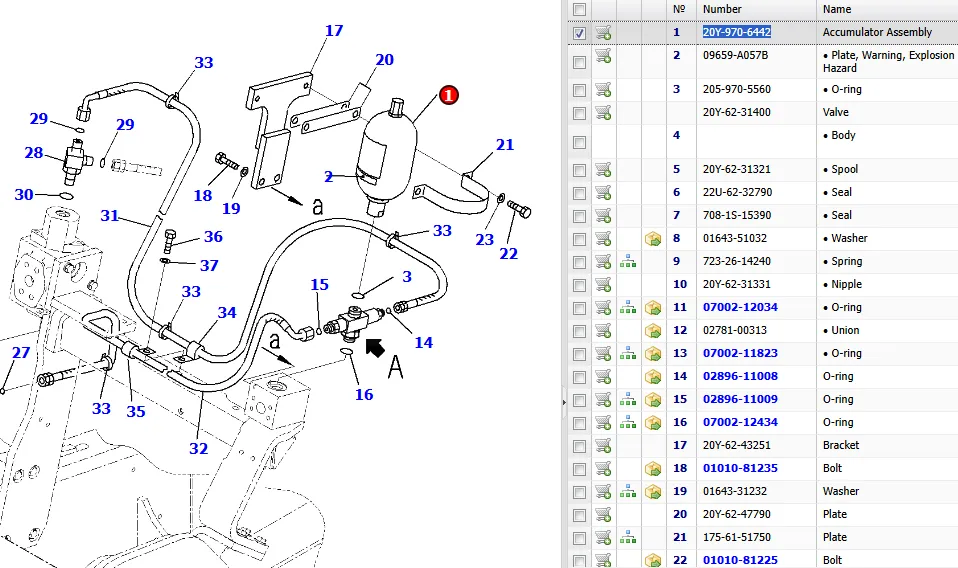 20Y-970-6442 Accumulator Assembly PC210-10M0 BREAKER ADAPTER, ACCUMULATOR RELATED PARTS (NIPPON PNEUMATIC BREAKER KIT) PC500LC-10M0 PC500LC-10R