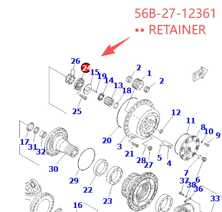 56B-27-12361•• RETAINER-Komatsu Original Factory