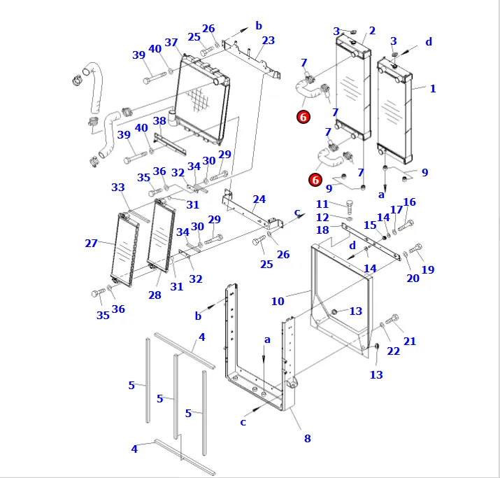 421-03-44430 HOSE WA480-6 S/N H60051 – H60462 RADIATOR  Construction Machines Excavator Hose 421-03-44430 For WA380 WA450 WA470 WA480 Radiator