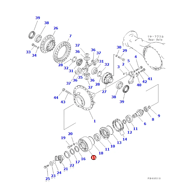 komatsu-parts-421-23-21360 SUPPORT WA400-3A-S  	 WA400-3-X WA450-3-H  WA450-3A  WA400-3-H  WA420-3  WA470-3  WA450-3-X  WA450L-3  WA470-3   REAR DIFFERENTIAL  REAR AXLE (REAR DIFFERENTIAL)