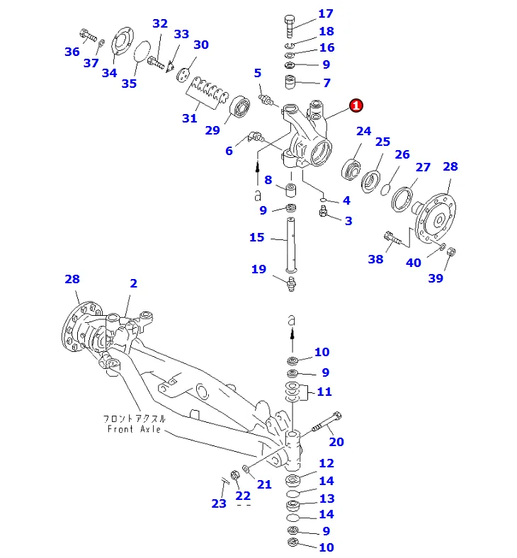 komatsu-part-235-27-41210 HOUSING,L.H. GD825A-2 GD825A-2E0  FRONT AXLE